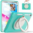 thumbnail image 1 of ELEHOLD Heavy Duty Rugged Case for iPad 10th Gen 10.9" (2022) Three-Layer Protection Foldable 360° Rotating Kickstand Portable Handle Grip Shockproof Case for Kids Adult,Mint, 1 of 8