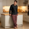 thumbnail image 2 of VV AVEORS Mens Pajama Set Pjs Christmas Plaid Sleepwear Cotton Lightweight Long Sleeve Pjs Soft Comfy Sleep Set With Pocket Red 2XL, 2 of 8
