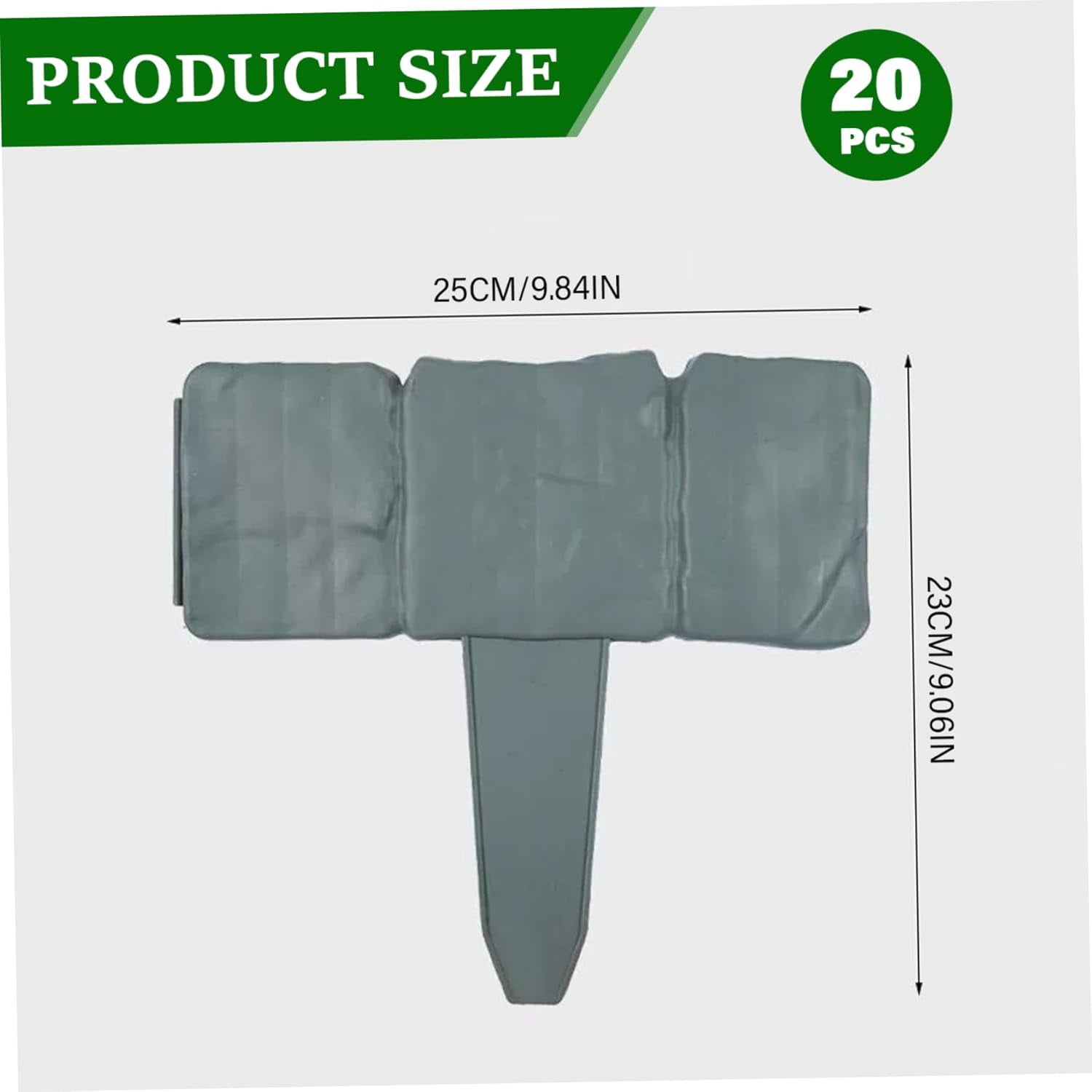 20Pcs Garden Edging with Ground Anchors, Dark Grey Cobbled Stone Effect Lawn Border for Flower Beds – Decorative Protective Barrier for Gardens, Landscaping, Farms (20Pcs, Dark Grey)