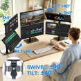 thumbnail image 6 of ﻿ TAVR Furniture Dual Monitor Desk Mount Arm for 17-35 in Screens, Security Lock Freestanding Full-Motion Monitor Mount, 6 of 9