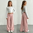 thumbnail image 7 of Girls Wide Leg Sweatpants Fashion High Waisted Casual Baggy Joggers Girls Athletic Pants with Pocket Size 7-16, 7 of 7