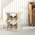 thumbnail image 5 of Fmbmuo Small Shoe Rack Freestanding 3 Tier Plastic Organizer, Stackable Space Saving and Easy Assembly Minimalist Shoe Rack (White), 5 of 5