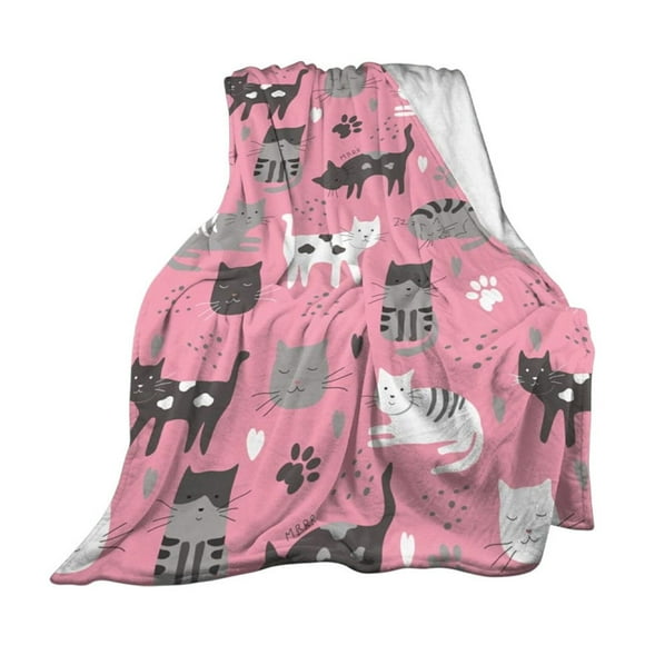 Sofa Vama Ropa de Cama Manta con estampado de gatos, suave y cómoda, multifuncional, ideal para sofás, camas y viajes. for Navideño