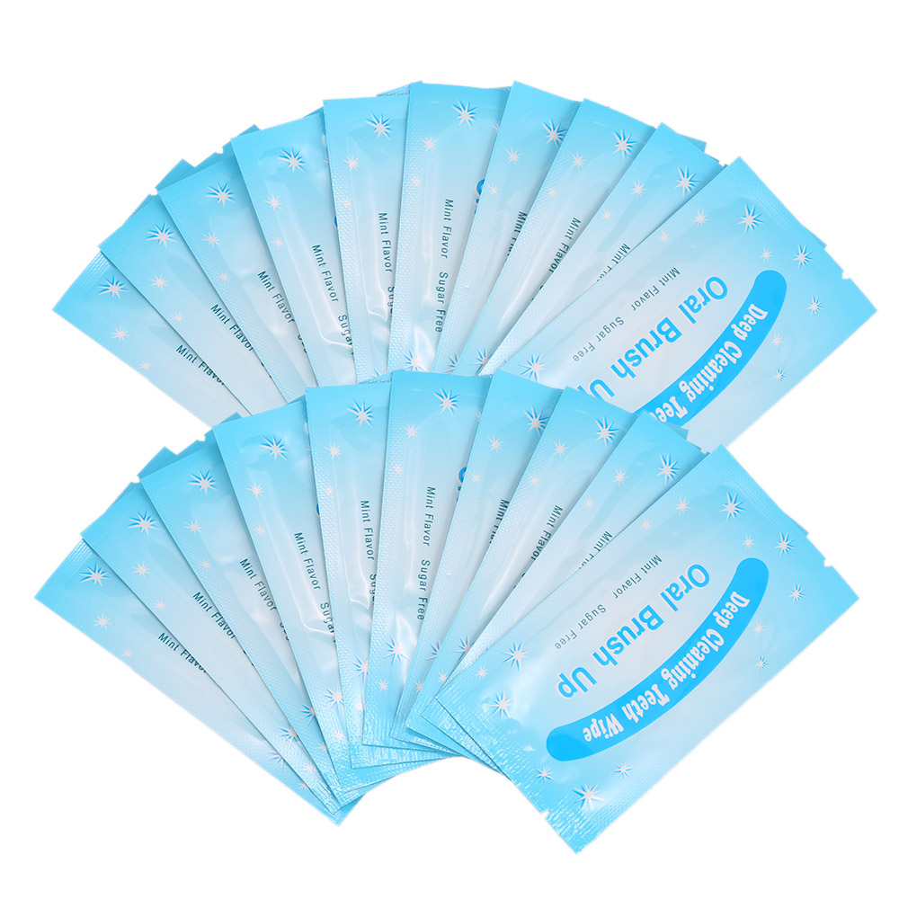 20Pcs Finger Wipes Brush Ups Wipes Whitening Tool for Oral Deep Cleaning