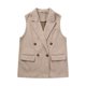 thumbnail image 4 of HH TRAF 2024 Chalecos casuales para mujer, cuello vuelto, sin mangas, bolsillos, cruzados, chalecos de otoño para mujer, moda en 3 colores, 4 of 5