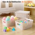 thumbnail image 3 of Cajas organizadoras de Pl&aacute;stico con Tapa,6 Piezas Cajas de Almacenaje Apilables,Cestas de Almacenaje para Organizar Estantes,Cajones,Escritorio,Armario,Oficina y Cocina (Blanco), 3 of 7
