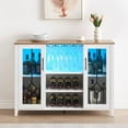 thumbnail image 2 of Farmhouse Coffee Bar Buffet Cabinet with Led Light, Wine Bar Cabinet with Storage, 2 of 7