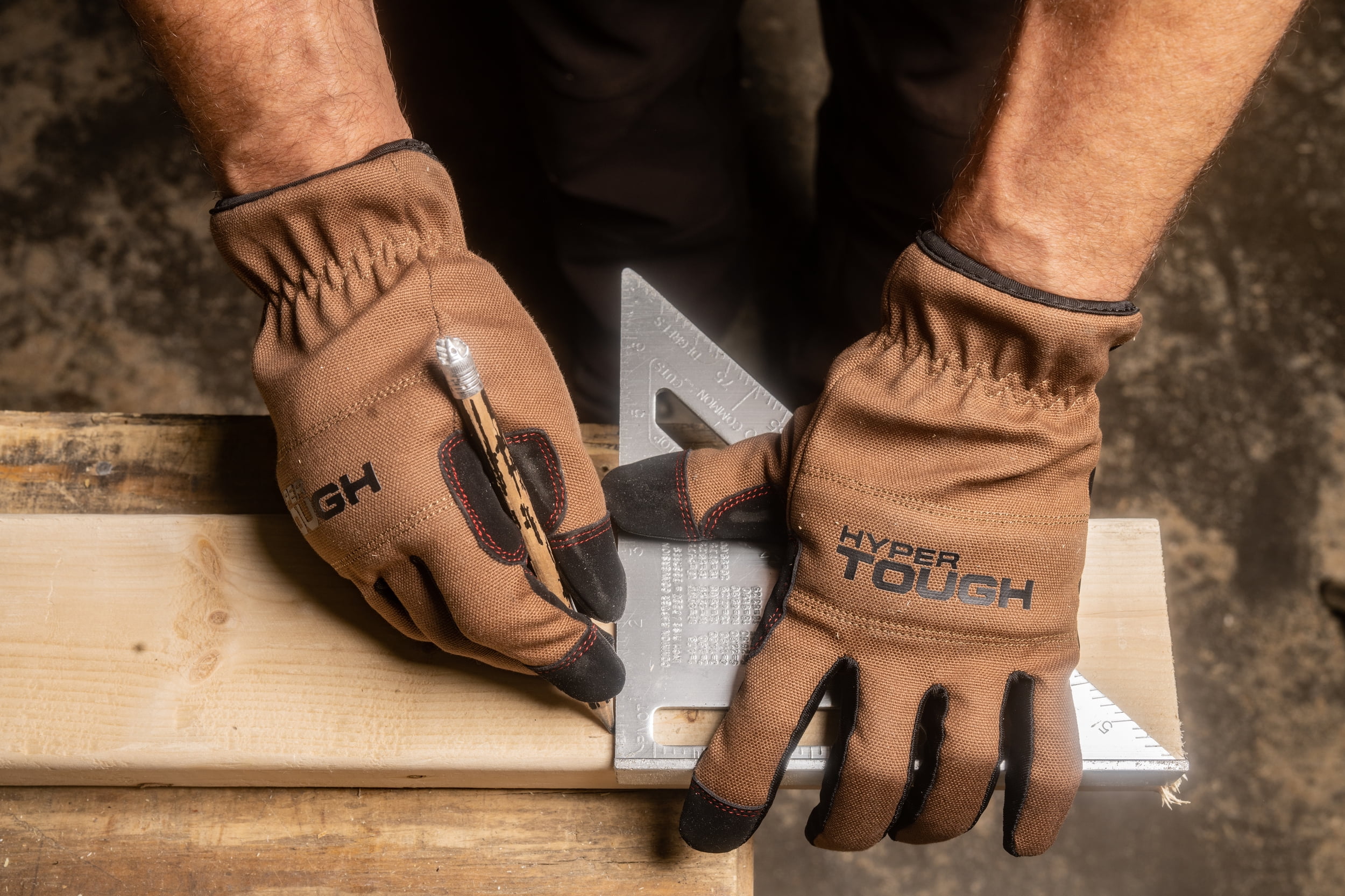 (3 pack) Hyper Tough Cotton Duck Canvas Utility, Unisex Work Gloves, Brown, Medium, HT88981-23