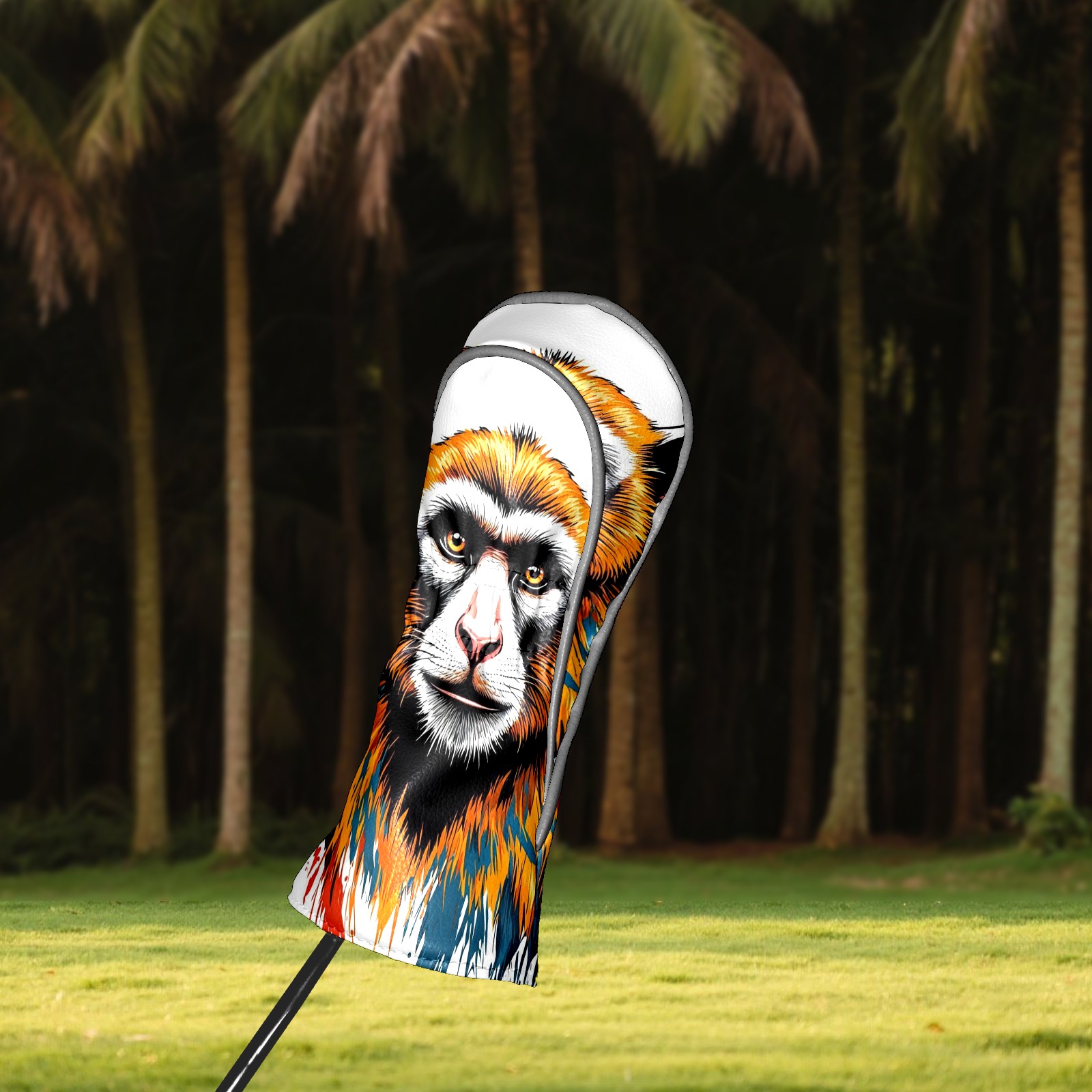 Golf Club Covers, Monkey While Premium PU Leather Driver Hybrid Putter Head Covers with Velvet Lining, Waterproof Golf Gifts for Men Women