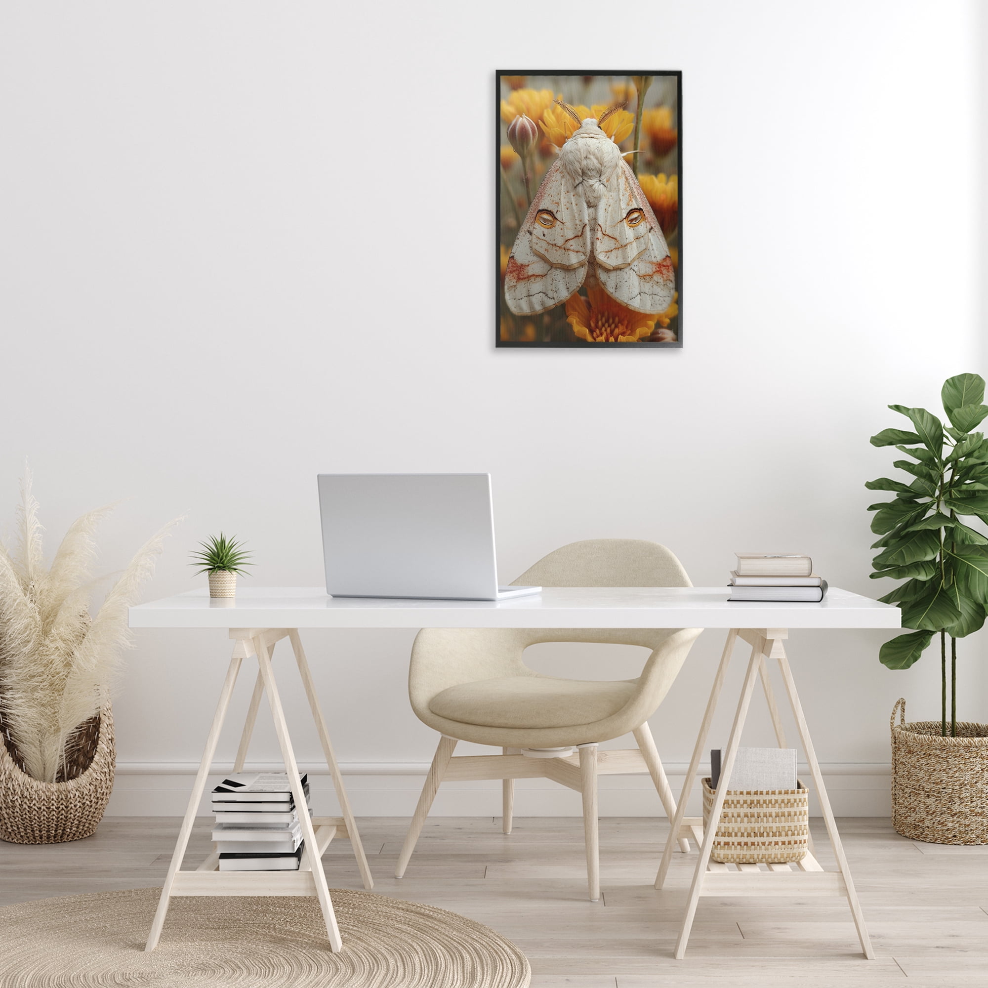 Stupell Industries Delicate Luna Moth Animals & Insects Painting Black Framed Art Print Wall Art, 16 x 24
