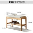 thumbnail image 2 of Wood Shoe Bench,2-Tier Storage Bench with Cushion Padded Seat,Entryway Bench with Shoe Storage, Small Bench for Entryway,Living Room (23.62inch, Natural Color), 2 of 6
