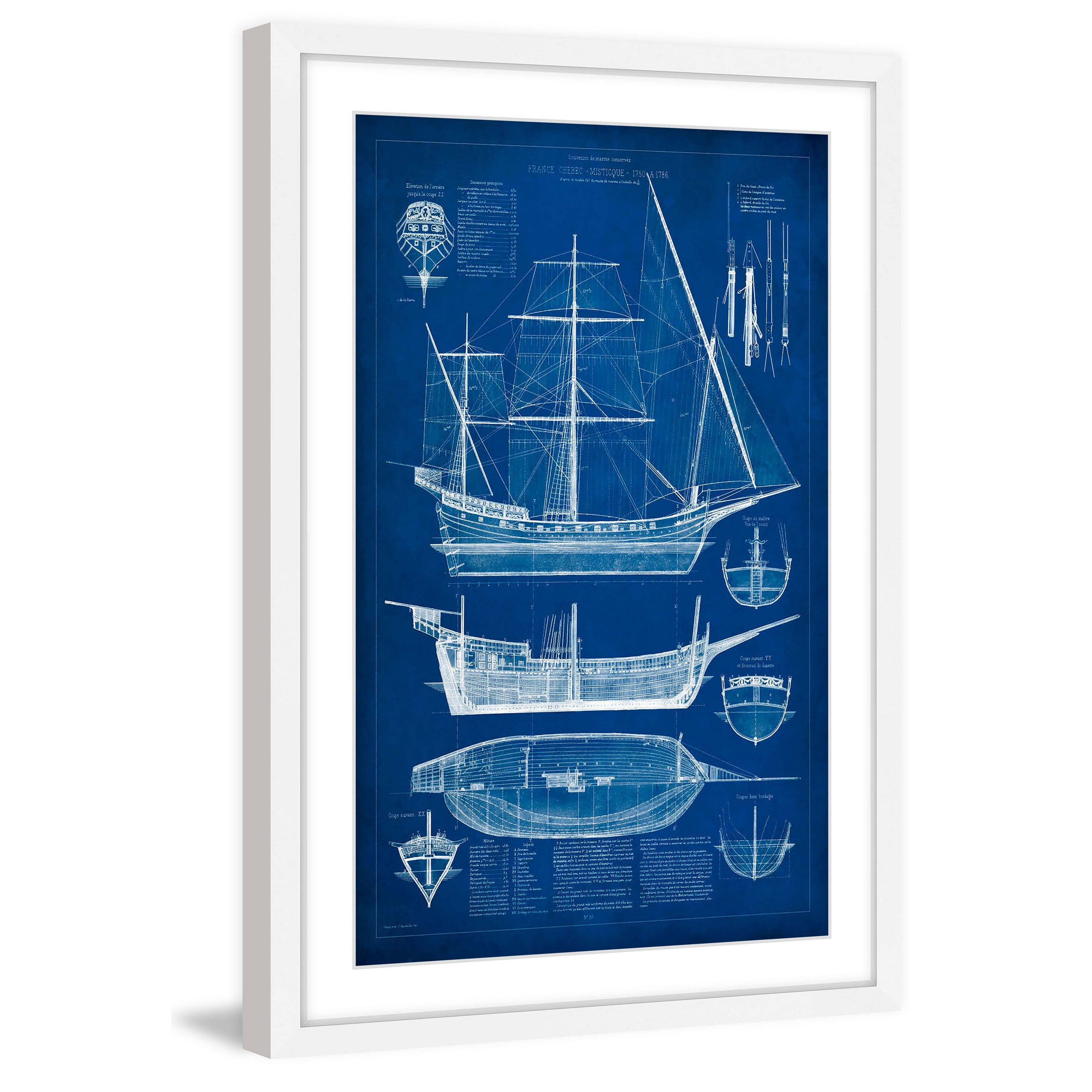 Marmont Hill "Ship Blueprint I" Framed Painting Print