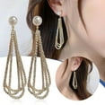 thumbnail image 2 of yuehao earrings fashionable and elegant gorgeous pearls diamond ball tassel earrings drop chain earrings a, 2 of 9