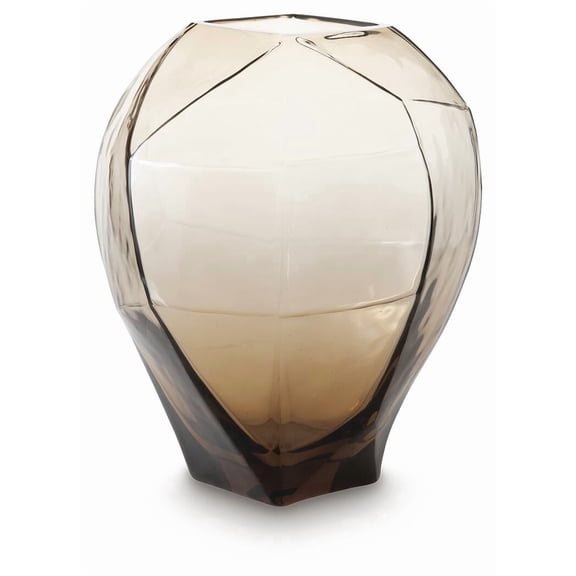 Signature Design by Ashley Ewart 10" Glass Vase, Light Brown Contemporary
