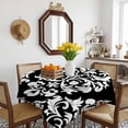 thumbnail image 3 of Baroque Black Table Cloth Waterproof Tablecloths, Vintage Damask Classic Floral Tablecloth Dining Table Cover for Kitchen Party Tabletop Outdoor, Square Tablecloth 60x60 Inch, 3 of 9
