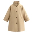 thumbnail image 3 of Kiijoy Toddler Girls Classic Mid-Length Trench Coat Fall Stand Collar Outerwear Jacket, Khaki, 3-4 Years, 3 of 4