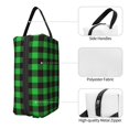 thumbnail image 3 of Goofa Buffalo Plaid Green Black Printed Toiletry Bag with Handle,Large Capacity Travel Makeup Cosmetic Bag for Women, Carry on Airport Airline Compliant Bag, 3 of 9
