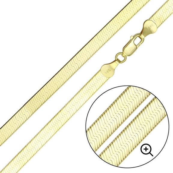 Gold Plated 925 Sterling Silver Herringbone 060 Chain 5.5mm Made in Italy 18" Jewelry Female Unisex