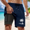 thumbnail image 2 of ibiyuan Men Swim Trunks Long with Compression Liner Quick Dry Bathing Suit Drawstring Waist Beach Board Shorts Pockets Soft Colorful Beach Swimwear,g-Navy, 2 of 4