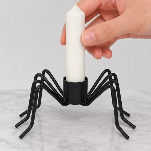 Halloween Black Metal Spider Pattern Candle Holder, Spooky Gothic Table Ornament, Vintage Festival Decor, Stylish Candle Stand for Home Indoor Halloween Party Table Decoration, Gift for Family