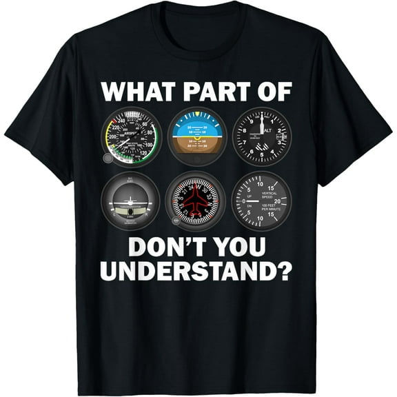 Everyday Cotton Comfort - Funny Pilot Art Men Women Aviation Airline Pilot Instruments T-Shirt