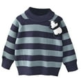 thumbnail image 5 of Xdegoge Girls Striped Knit Sweater Classic Crewneck Pullover Soft Comfy Long Sleeve Sweaters for Toddler, Kids & Teen (Ages 1-8), 5 of 7