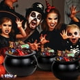 thumbnail image 4 of PMU Halloween Cauldron 3Pc- 18",16",12" Witch Plastic Cauldron Candy bowl Black, For Halloween Decor, 4 of 5