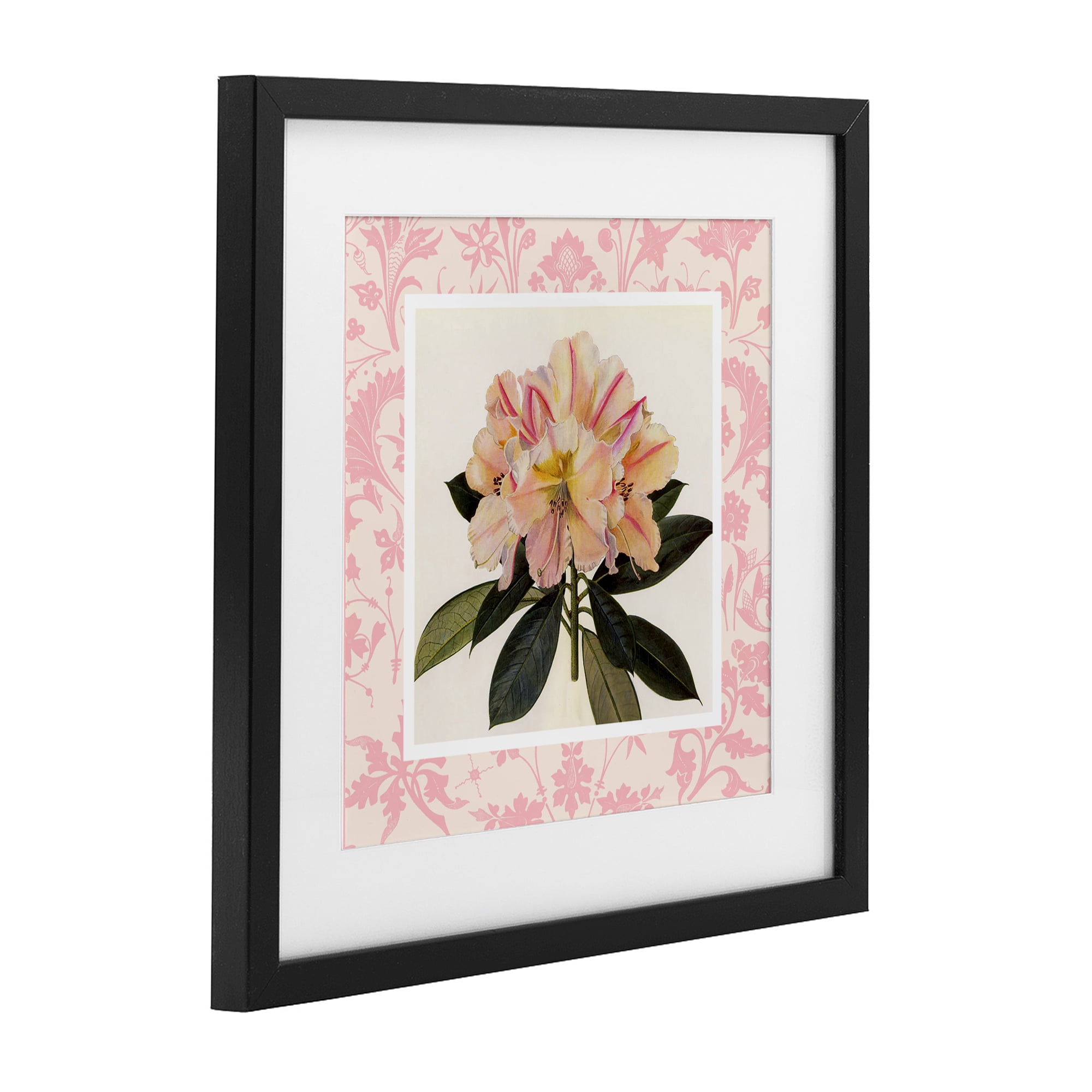 Stupell Industries Pink Vintage Pattern Botanical Black Framed Print Under Glass, design by Livi Finn