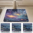 thumbnail image 4 of Dish Drying Mat Absorbent Dish Drainer Kitchen Counter 15.7x11.8inch Dish Drying Pad for Countertops Sinks Draining Racks Vibrant and Colorful Universe, 4 of 9