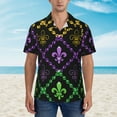 thumbnail image 4 of Disketp Hawaiian Shirts For Men,Mardi Gra Geometric Print Mens Casual Short Sleeve Button Down Shirts Beach Shirt, 4 of 8