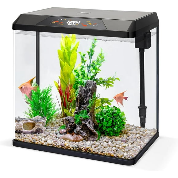JumblPets Starter Fish Aquarium Kit, Beginner Glass Fish Tank Kit w/LED Lighting & More (4 Gallon)