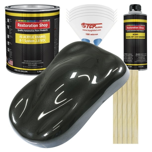Restoration Shop - Black Metallic Acrylic Enamel Auto Paint, Complete Gallon Paint Kit, Single