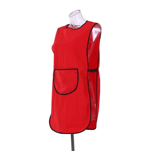 Bata profesional impermeable para peluquería con bolsillo, color rojo, ideal para cortes y tintes.