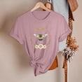 thumbnail image 4 of Baqcunre T Shirts For Women Womens Spring Summer Printed Short Sleeve O Neck T Shirt Top Tunic Tops Womens Blouses Pink M, 4 of 5