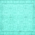 thumbnail image 1 of Ahgly Company Machine Washable Indoor Square Persian Turquoise Blue Traditional Area Rugs, 4' Square, 1 of 4