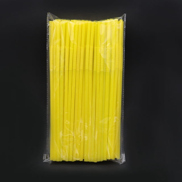 Nvzi Disposable Plastic Flexible Bendable Drinking Straws 100Pcs Straws for Juice Drinks-Yellow