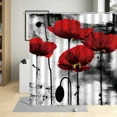 thumbnail image 3 of Red Flowers Poppy Floral Pattern Shower Curtains Bathroom r Waterproof Bathtub Polyester Fabric Bath Curtains With, 3 of 7