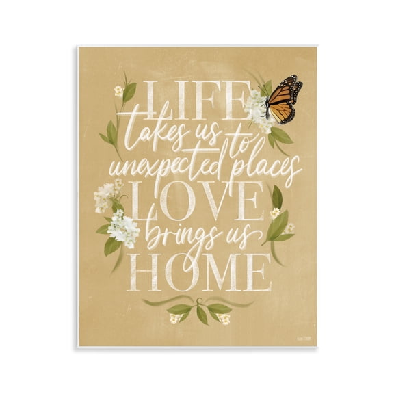 Stupell Industries Shabby Chic Love Brings Us Home Wall Plaque Art, 11 x 14, by House Fenway