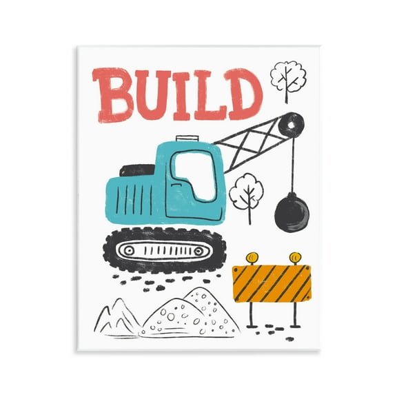 Stupell Industries Construction Build Phrase Transportation Painting Unframed Art Print Wall Art, 11 x 14