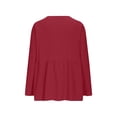 thumbnail image 5 of Women's Casual Quarter Sleeve V-Neck Solid Color T-Shirt Blouse, 5 of 6