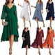 thumbnail image 2 of Vestido de novia de gasa con escote en V, manga larga, plisado, corte A, largo midi, para mujer, 2 of 4