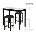 thumbnail image 3 of Linon Tifton 3 Piece Wood & Faux Marble Tavern Set Backless Stools in Black, 3 of 13