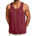 thumbnail image 2 of Domuza Men's Tank Top Undershirt Casual Workout Muscle Gym Sleeveless Square Neckline Tshirts 2026 Summer Trendy Running Training Beach Tops Wine S, 2 of 6