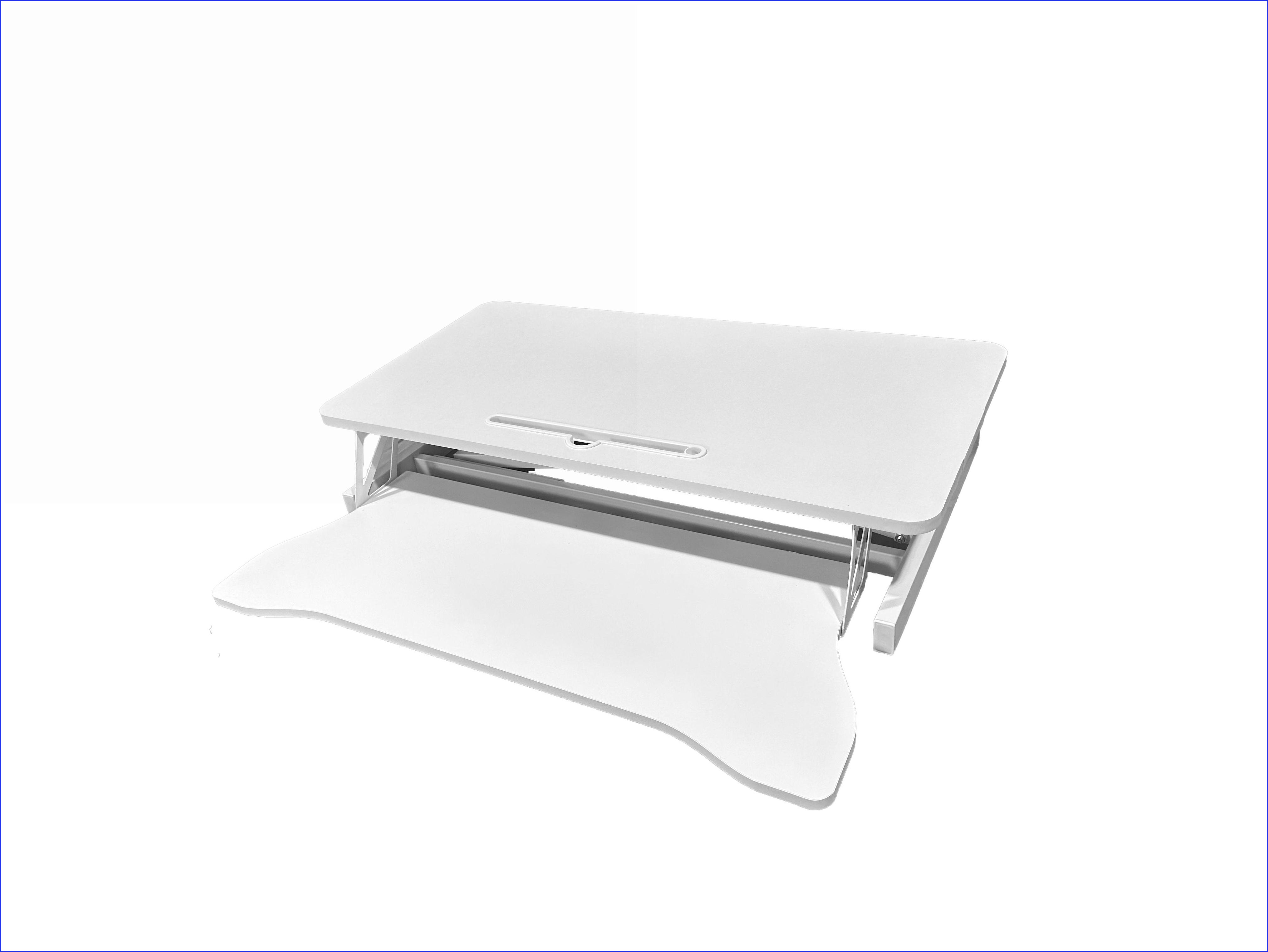 Desk Converter, 31.5”x15.7” Height Adjustable Sit to Stand Riser with Wide Keyboard Tray for Dual Monitors/Laptop, White | MDF+Metal