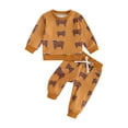 thumbnail image 1 of xiaxaixu Ensemble 2 Pcs pour Garçons, Sweat à Manches Longues Col Rond Imprimé Vache avec Pantalon de Survêtement Taille Élastique Tenue d'Automne, 1 of 9