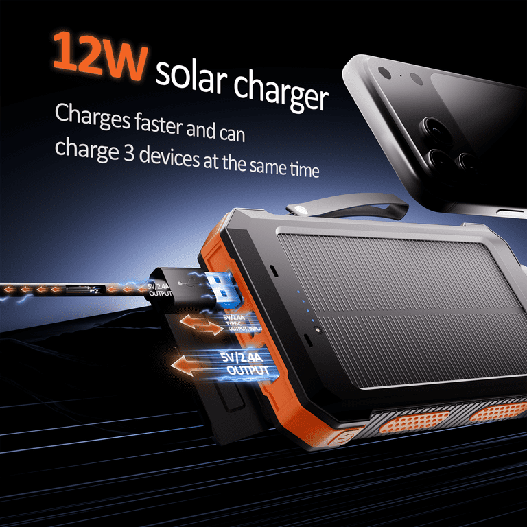 SOLPOWBEN 30000mAh Solar Power Bank, Orange photo 2