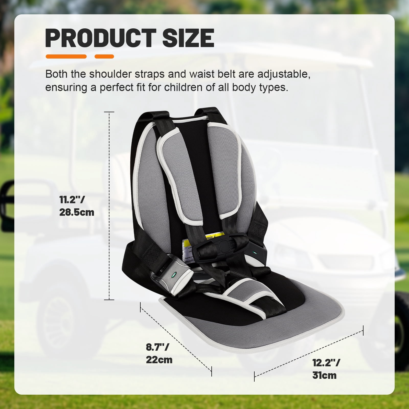 Olenyer Child Positioner for Golf Carts, 5 Point Harness to Secure in Golf Cart, Universal Fit for All Golf Carts Seat