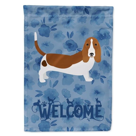 Basset Hound Welcome Flag Canvas House Size