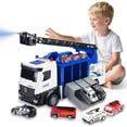 thumbnail image 1 of Juego de juguetes para camiones de bomberos Coroiesty, escalera grande de 81 cm, 6 coches, luces, 1 of 7