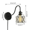 thumbnail image 2 of KAYYELAMP 5.9 Feet Plug in Button Cable Remote Control Gooseneck Metal Wall Sconce Black Switch E26 Base Cage Shade Vintage Minimalist 4-Lights for Bedside Doorway(No Bulb), 2 of 5